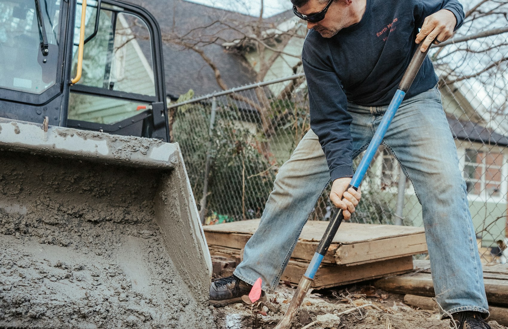 Concrete footing poured into a formed trench
